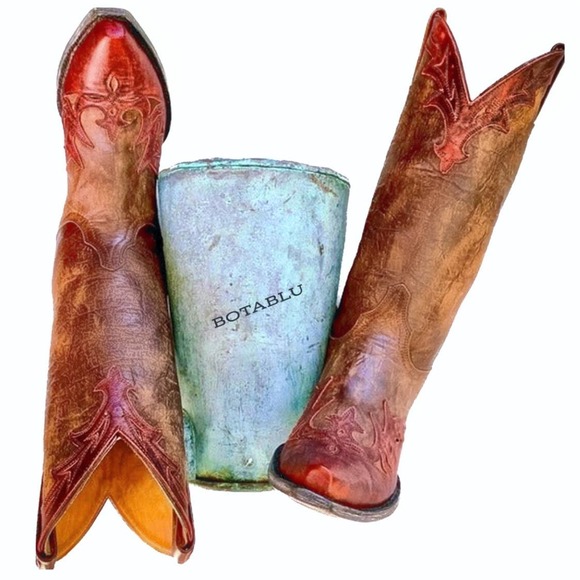 Old Gringo Shoes - OLD GRINGO Brown Red Leather Tall Mid-Calf Cowgirl Cowboy Western Boots 7.5